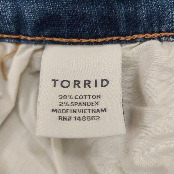 Torrid Ankle Skinny Jeans Womens 18 Blue Stretch Distressed Raw Hem Medium Wash - Picture 10 of 12